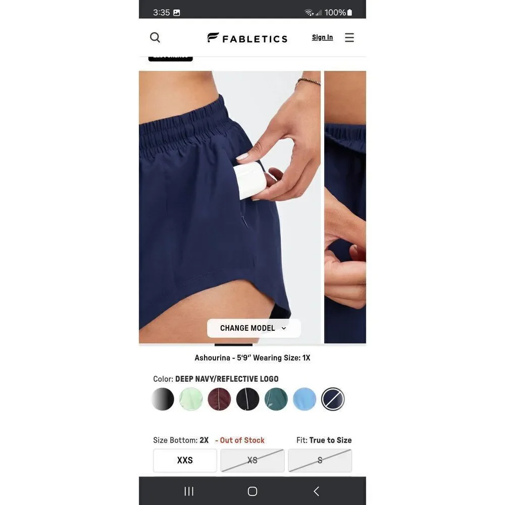 New 2X Fabletics Blue Eco Full Speed Run 2